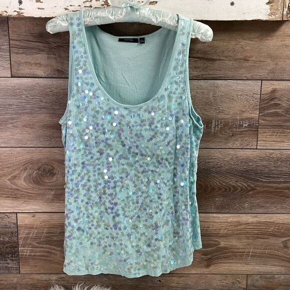 Apt 9 Ladies Sequined Tank Top , Size Large, Light Teal - Picture 1 of 6